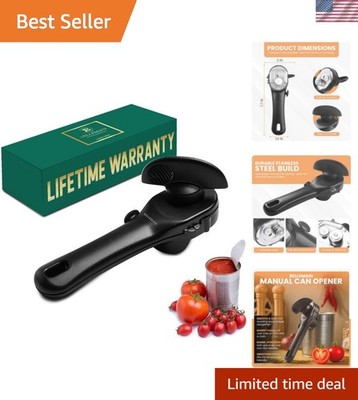 Ergonomic Stainless Steel Manual Can Opener for Seniors - Safe and Reliable