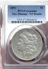 1891 Morgan Silver Dollar Coin $1, PCGS VF Details, 90% Silver (Ref 4610)