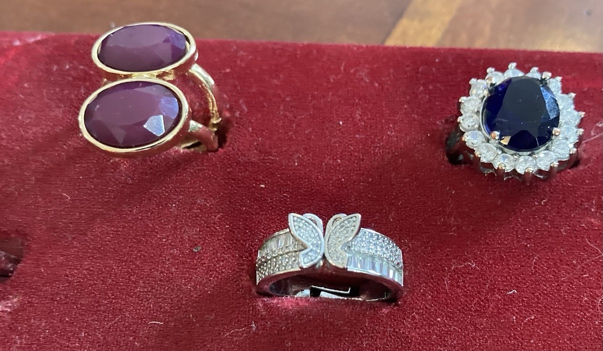 Costume Jewelry Mix Rings Lot 6pcs Ice Pink Royal Blue Butterfly Chunk Boho YLLW View 3
