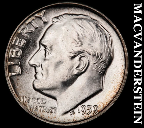 1959 Roosevelt Dime- Silver- Choice Gem Brilliant Uncirculated Luster #J1642