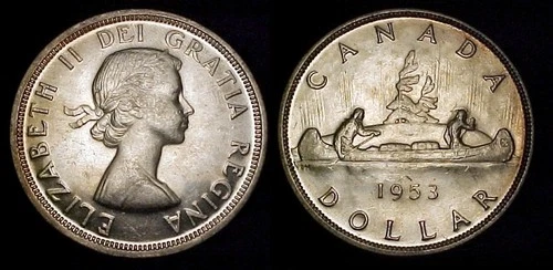 CANADA 1953 SF Silver Dollar AU