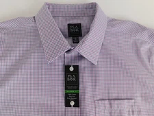 Jos A Bank Traveler Mens Designer Gray Purple Plaid Casual Shirt XXL NEW