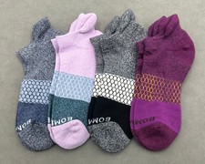 4 Pairs BOMBAS Women's Everyday Tri-Block Ankle Socks Cushion Size Med 4 Colors