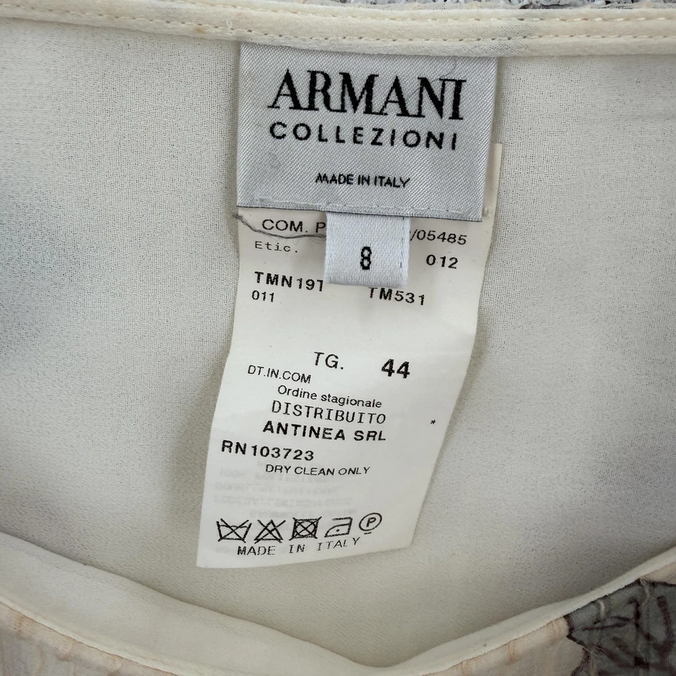 Falda Armani Collezioni Mujer 8 Marfil Floral Seda Algodón Plisada Hecha en Italia Foto 3 de 4