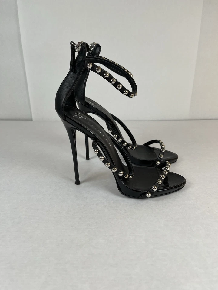 Сандалии Giuseppe Zanotti черные кожаные с украшенным ремешком на лодыжке размер 40 - Изображение 3 из 4