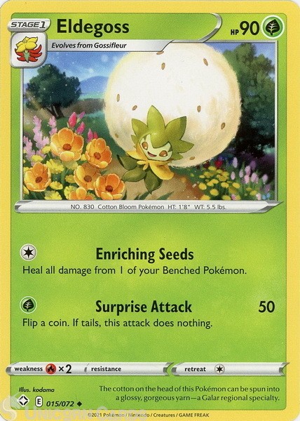 Eldegoss 015/072 Uncommon Mint Pokemon Card ::