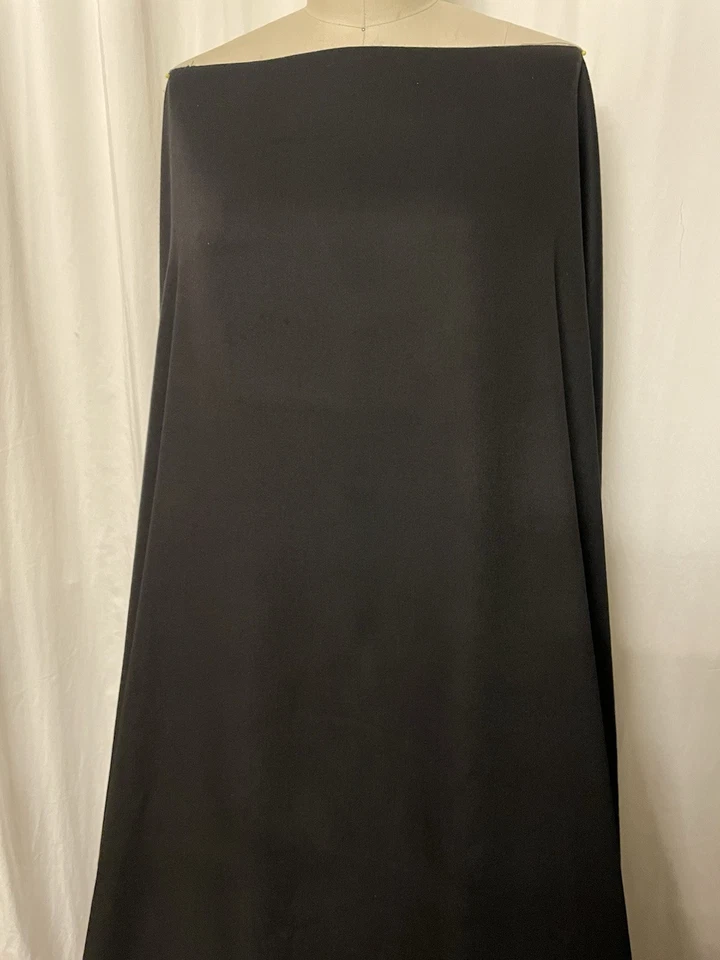 Exquisite Wool Silk Blend Black Gabardine Crepe Fabric By the Yard 60" Inch Wide - Image 3 of 4