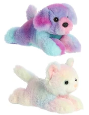 RAINBOW PUPPY & RAINBOW KITTEN Mini Flopsie 8" Stuffed Animal Plush by Aurora