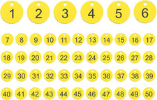 50PCS Number Tags 1-50, Number Key Tags Plastic Numbered Keychain for Organizer