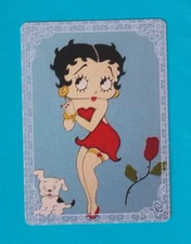 Betty Boop + Puppy + a Rose - Single Modern  Wide Linen  Swap P/Card Lace Edge