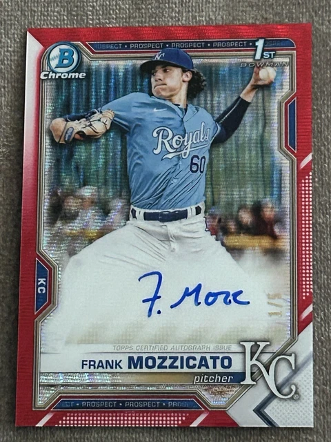 2021 1st Bowman Chrome Draft Frank Mozzicato Auto Wave Red Refractor /5 Royals