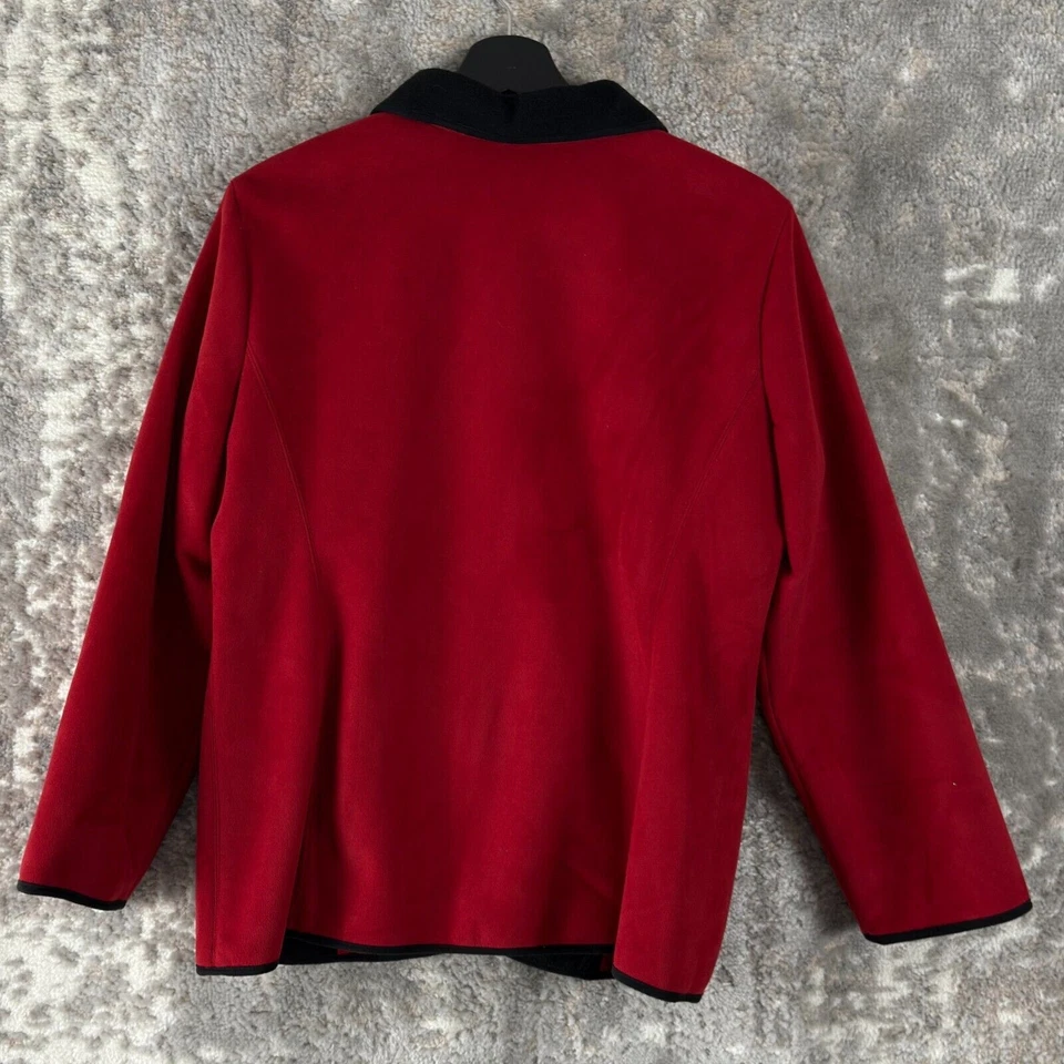 Alfred Dunner Petite Sz 12P Fleece Button Jacket Red Long Sleeve Zip Coat Pocket - Image 4 of 4