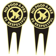 2 Pack No Dog Poop Signs for Yard - Double Sided Aluminum No Pooping Sign with
