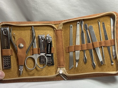 Mens FAMILIFE Manicure Set, Nail Professional Kit 13 Piece Bright Silver. Estate