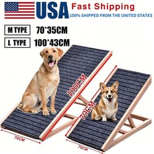 Adjustable Wooden Pet Ramp For Dogs Portable Folding Ladder