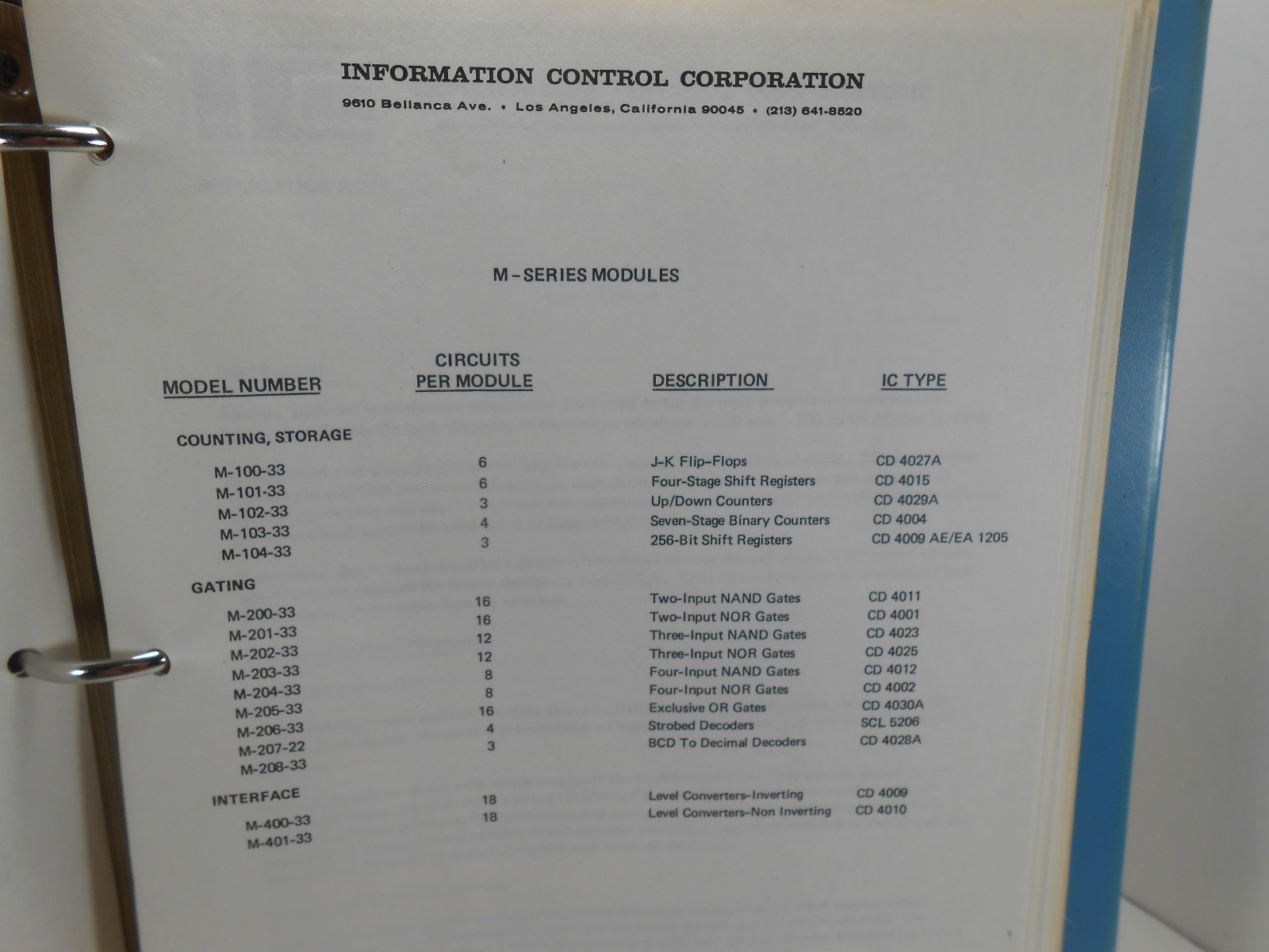 Information Control Corporation ABACUS LOGIC MODULES MANUAL