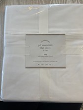 NWT POTTERY BARN PB ESSENTIALS SATEEN FLAT SHEET KING 300 THREAD WHITE 108x105