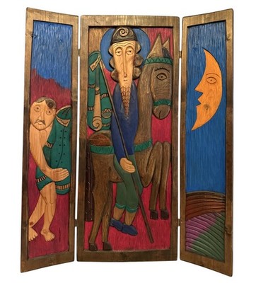 HENRYK ZEGADLO Triptychon ''Sankt Martin'' Polen polnisch Naive Kunst c. 1975/80