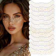 12PCS Glitter Freckles Face Tattoo Gold Sparkle Freckles Makeup Patches