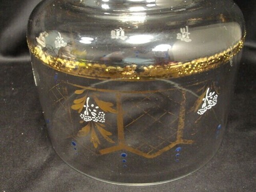Antique Bohemian glass Cheese Butter Dome enamel gold leaf decorations - Picture 2 of 2