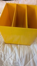Plastic LP Vinyl Record Crate Mustard Yellow Vintage 70s 1970s 15' X 14' X 14'