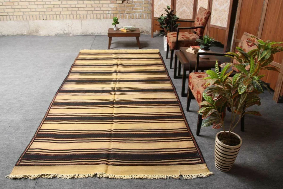 Tapete de área 5x10 tradicional feito à mão vintage feito à mão lã kilim - Imagem 2 de 4