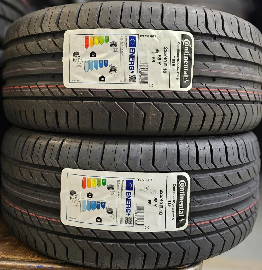2X CONTINENTAL SPORT 5 225/40/18 RUNFLAT SSR*CAR TYRES 225 40