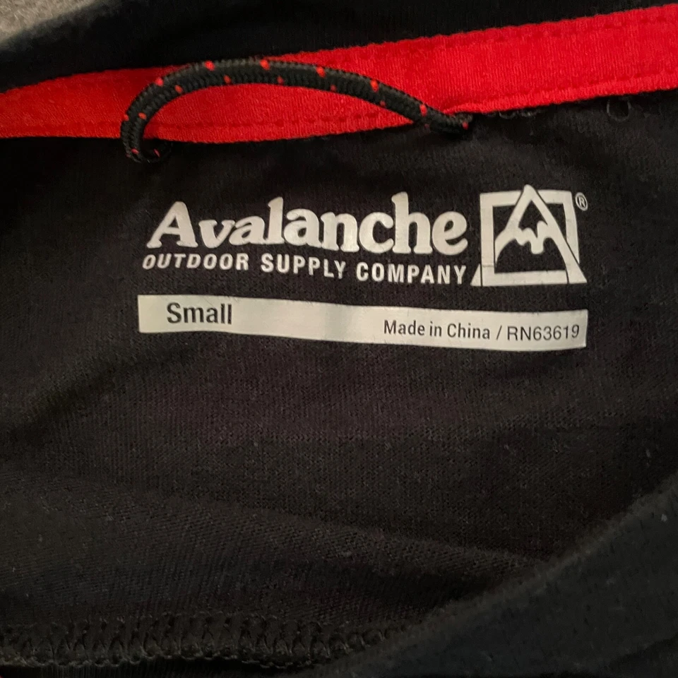 Camiseta Avalanche Para Hombre S Negra Logo Gráfico Aire Libre Senderismo Montaña Escalada Foto 3 de 4