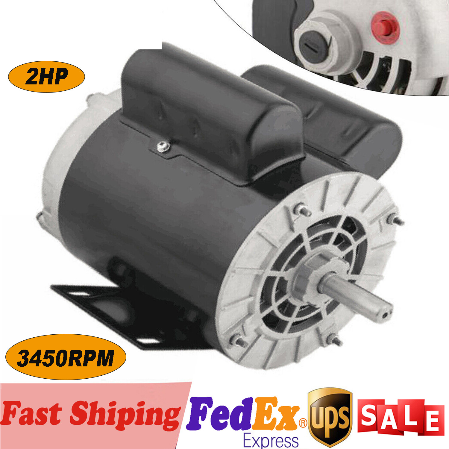 2 HP SPL Compressor Duty Electric Motor 3450 RPM 56 Frame 5/8" Shaft