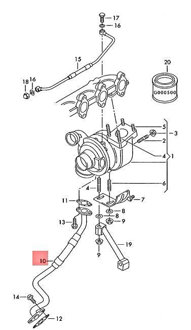 Genuine VW Diesel-Industrie-Motore LT 4x4 075 076 2DA 2DB Oil Line 