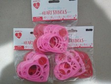 Lot of 3 Valentine's Day Heart Stencils 6 Each