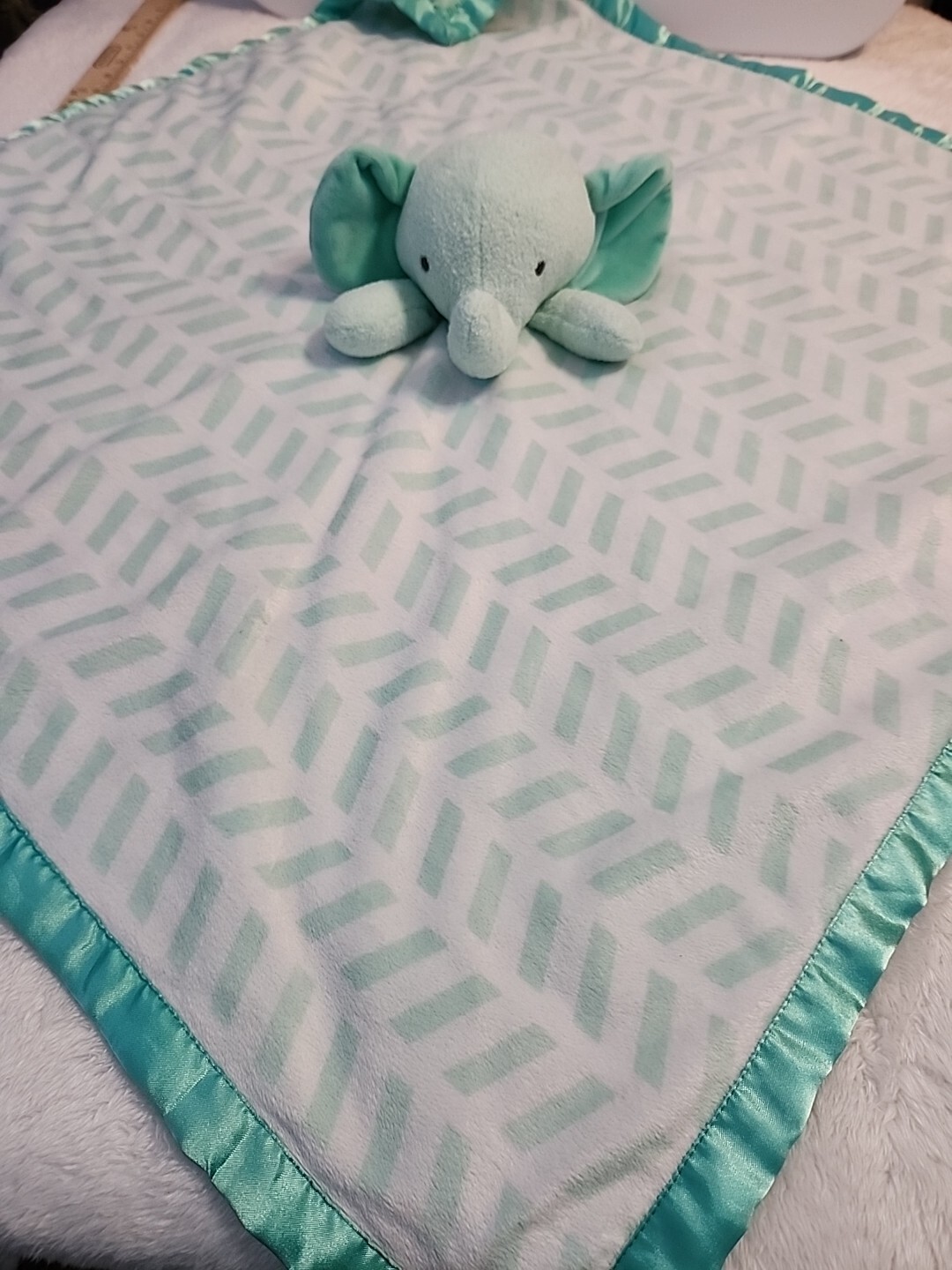 Cloud Island Elephant Large Lovey Security Blanket Mint Green Plush Unisex