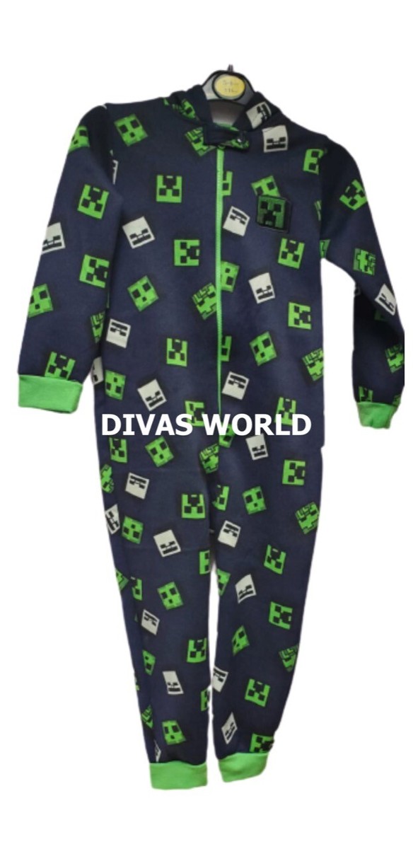 Kids Minecraft Onesie Boys All-In-One Pyjama Set Perfect Holiday