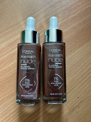 2x Loreal True Match Nude Plumping getönte Serum Foundation sehr tief 10-12 (NEU)
