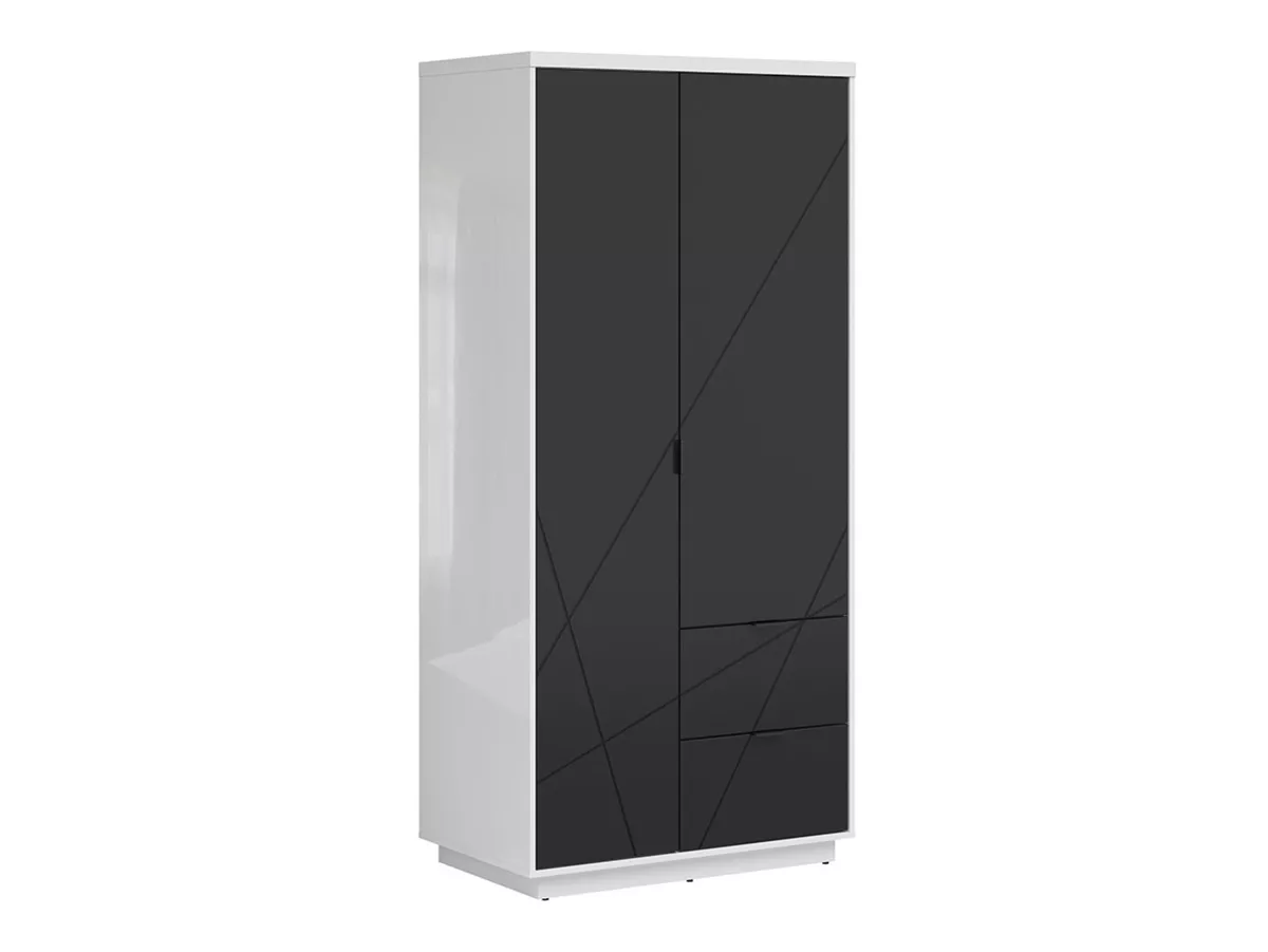 New Contemporary 2 Doors Wardrobe Bedroom Storage white gloss black matte