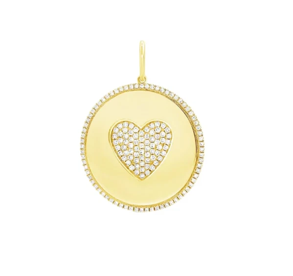 Colgante con dije de diamante pavé natural de plata de ley 925 colgante con dije de corazón redondo Foto 4 de 4