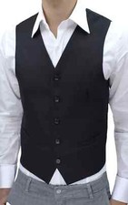 Gilet Uomo Elegante Slim fit Nero Panciotto da Abito Lavoro Sposo Cameriere l xl