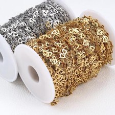 2Meters Love Heart Stainless Steel Chains Hollow Link Chain for Necklace 5mm