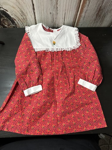 Vintage Sears Dress Girls 6 Floral Long Prairie Lace Bib Collar - Picture 2 of 17