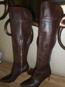 leather knee high boots slim calf