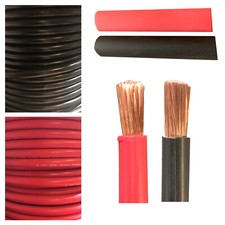 2 GAUGE Interconnecting Copper Cables Kit 5Ft Red 5Ft Black Bare Ends