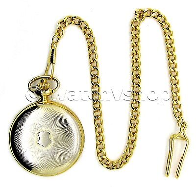 Pocket Watch Gold Color 47 MM for Men with Roman Numbers Dial Fob Chain