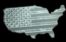 Car Truck Decal American flag Metal decal 7  x 4  Black Gray Stripe NEW 0ship