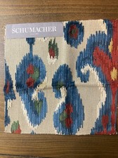 Schumacher Fabric Sample Tabriz Ikat Velvet 73930 Multi 11 1/2  x 11 1/2 