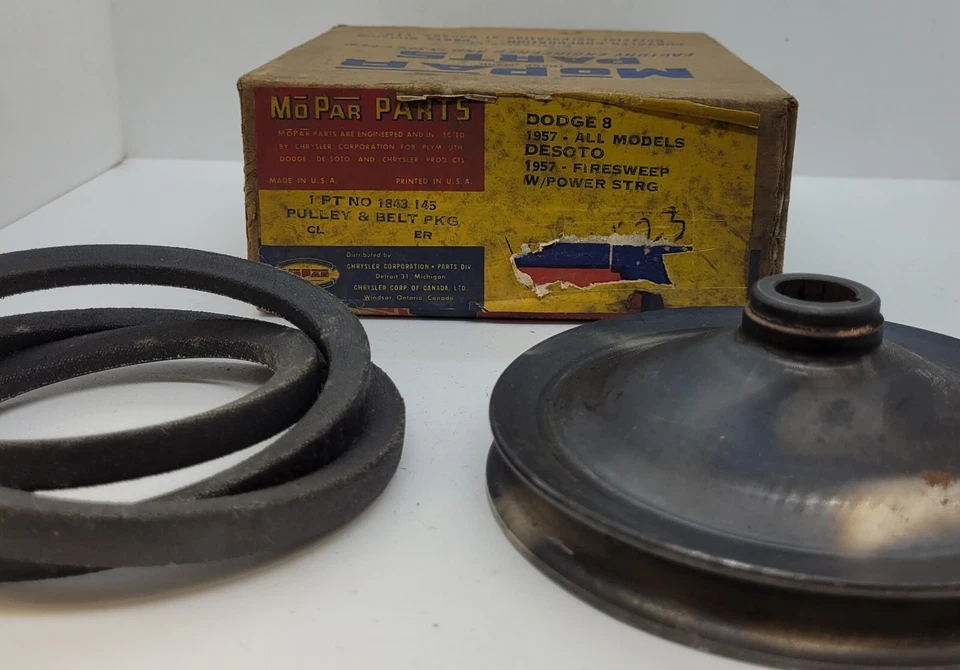 Dodge V8 Desoto 1957 motor bomba dirección asistida polea con correa 1843145 nuevo en stock Foto 3 de 4