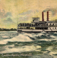 Lachine Rapids Montreal Canada Postcard Vintage 1910 Big Ship Sovereign