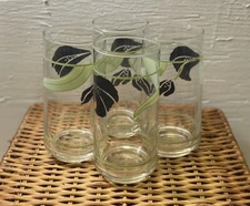 4 VINTAGE CORELLE BLACK ORCHID 14OZ Glasses MADE BY CRISA LowFoot Style 6"