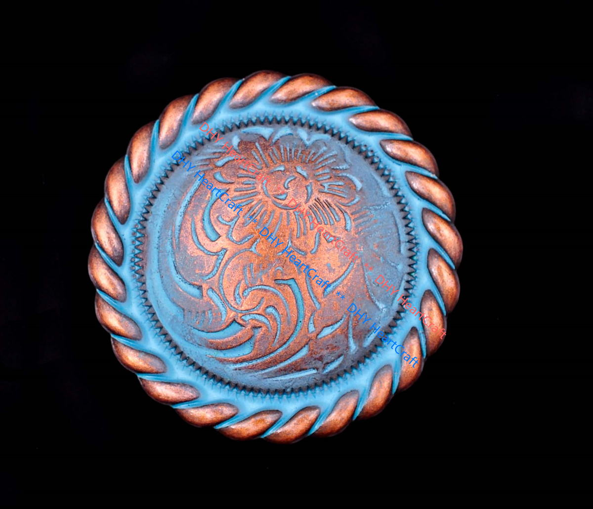 Chapeaux Western 10 X 2 Tons Bleu Cuivre Floral Corde Latu00e9rale Selle Western - Foto 4