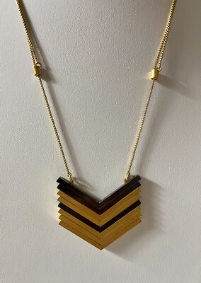 Vintage Madewell Adjustable Up To 34  Two Tone Stacked Chevron Arrow Necklace