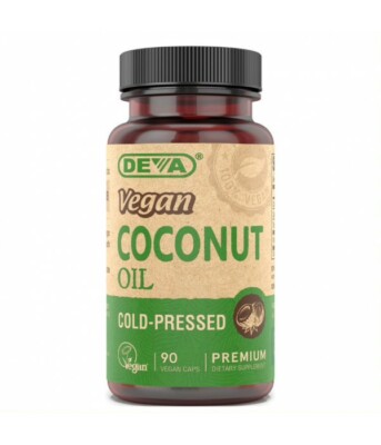 Deva Vegan Virgin Coconut Oil, 90 vcaps, Cold-Pressed & Unrefined